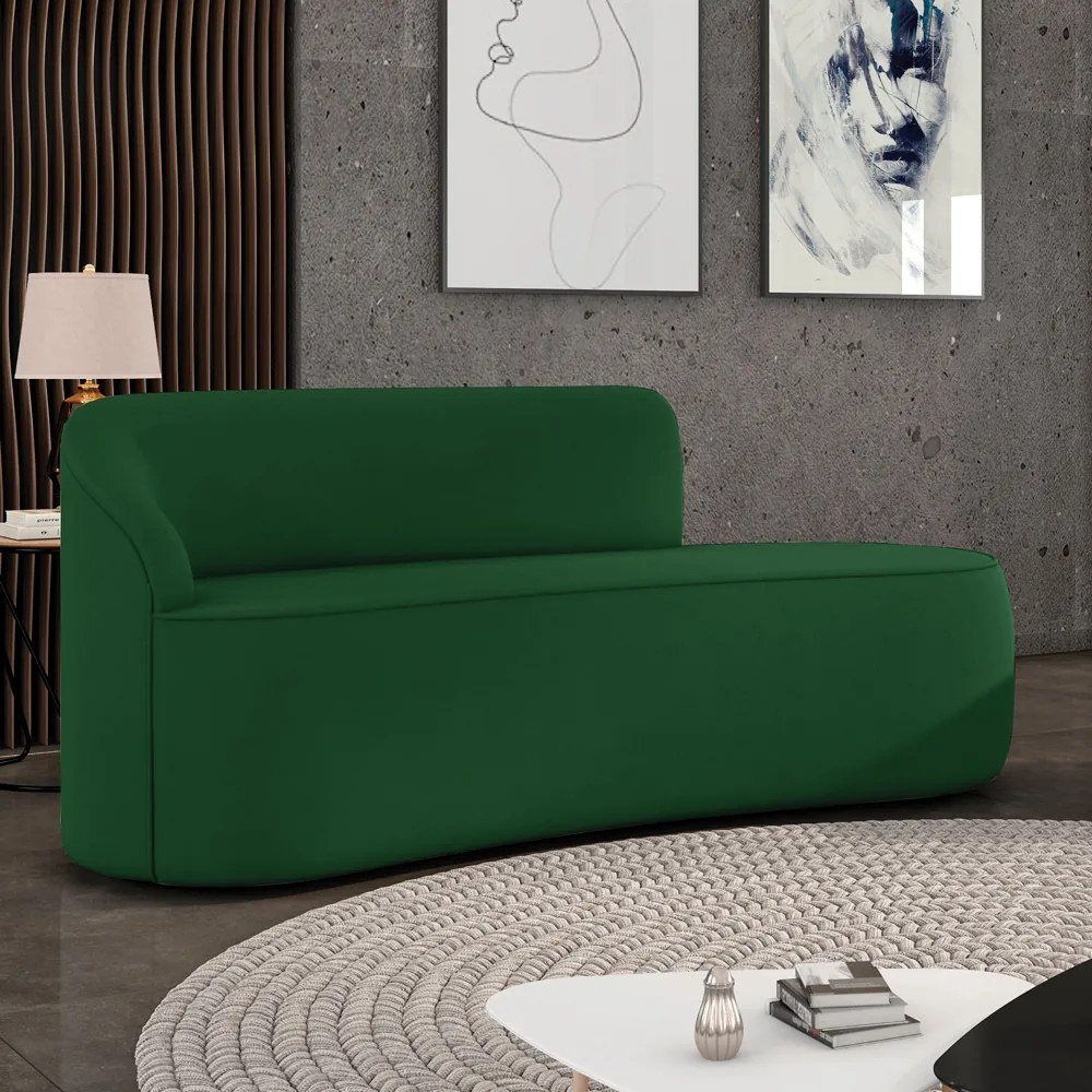 Sofá 3 Lugares Orgânico 180 cm Morgan Suede Verde D03 - D'Rossi