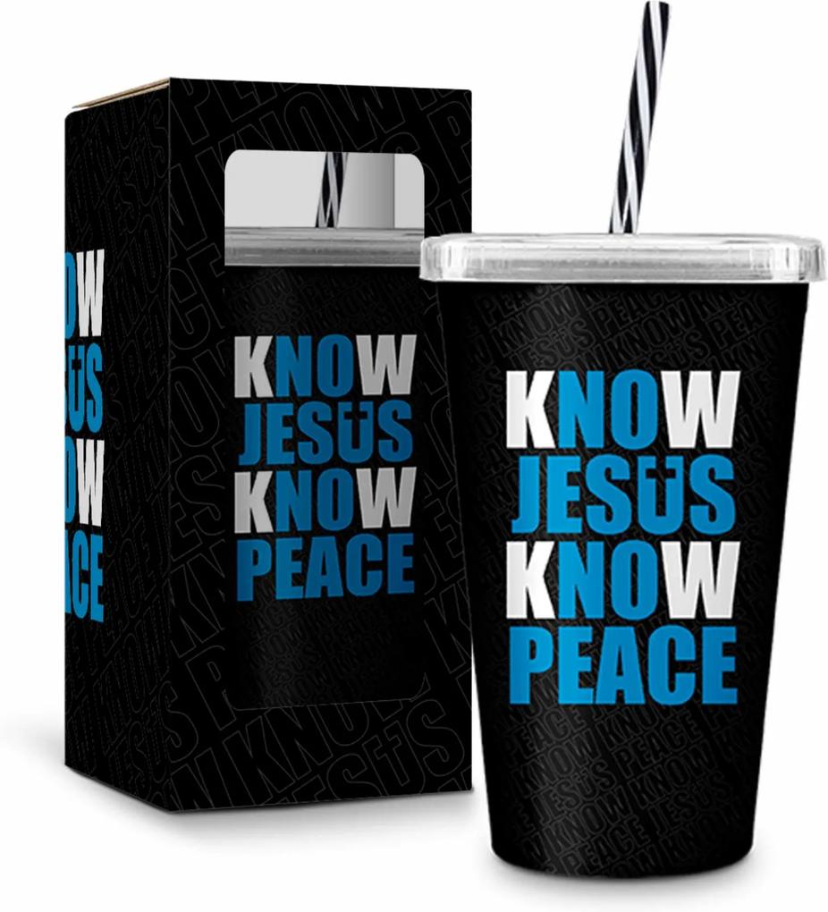 Copo com canudo - fÉ - know jesus know peace