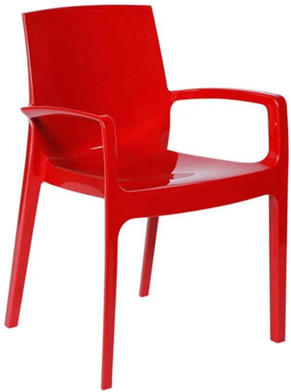 Cadeira Tessália com Braços Estruturada em Polipropileno Vermelho