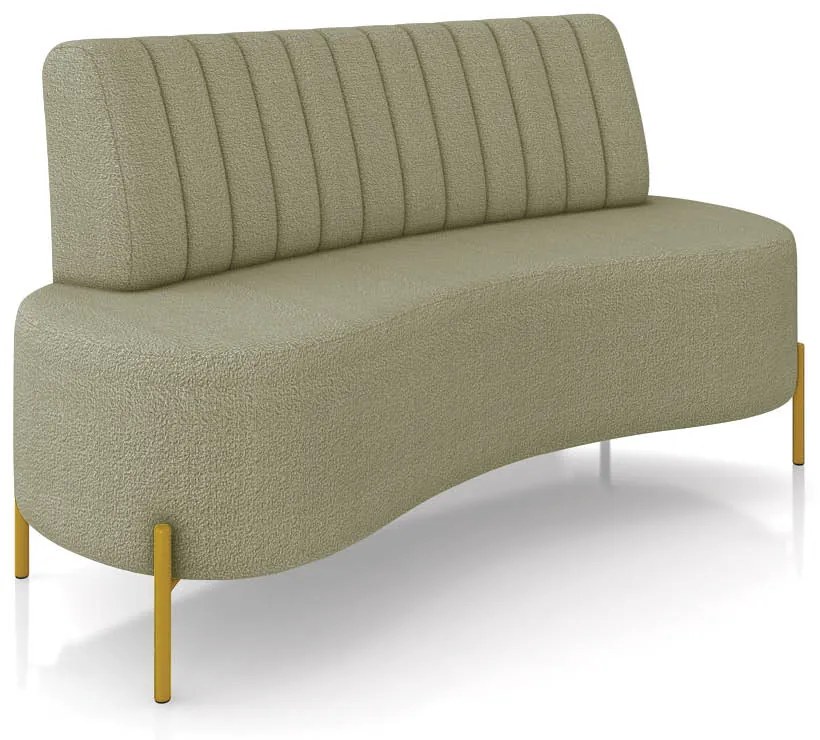 Sofá 2 Lugares Living 135cm Pé Ferro Dourado Maraú Bouclê Verde K01 - D'Rossi