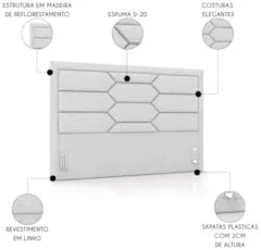 Cabeceira Cama Box Casal King 195cm Texas Z37 Linho Cinza Claro - Mpoz