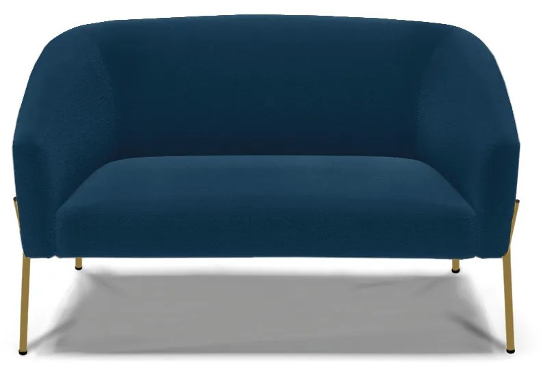Sofá 2 Lugares Namoradeira Pé de Ferro Dourado Stella Bouclê D03 - D'Rossi - Azul