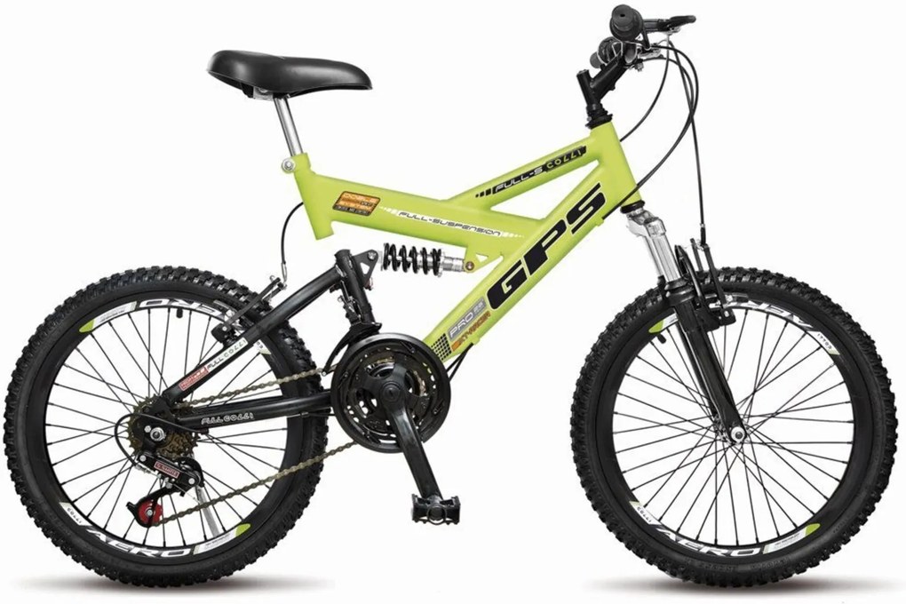 Bicicleta Colli Bikes Infantil Aro 20 Dupla SuspensÁo Amarelo Neon