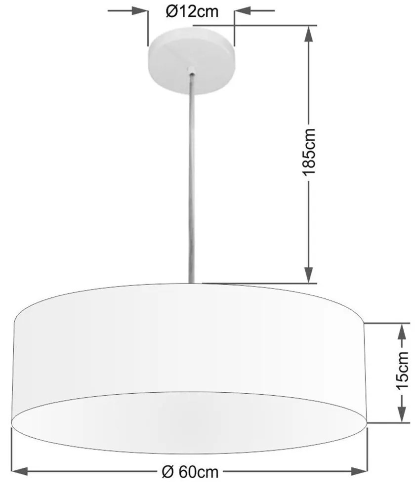 Lustre Pendente Cilíndrico Vivare Md-4221 Cúpula em Tecido 60x15cm - Bivolt