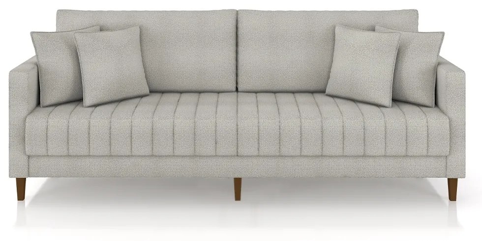 Sofá Living Decorativo Hamburgo 2 Lugares 156cm com Almofadas Pés em Madeira Bouclê Cinza G33 - Gran Belo