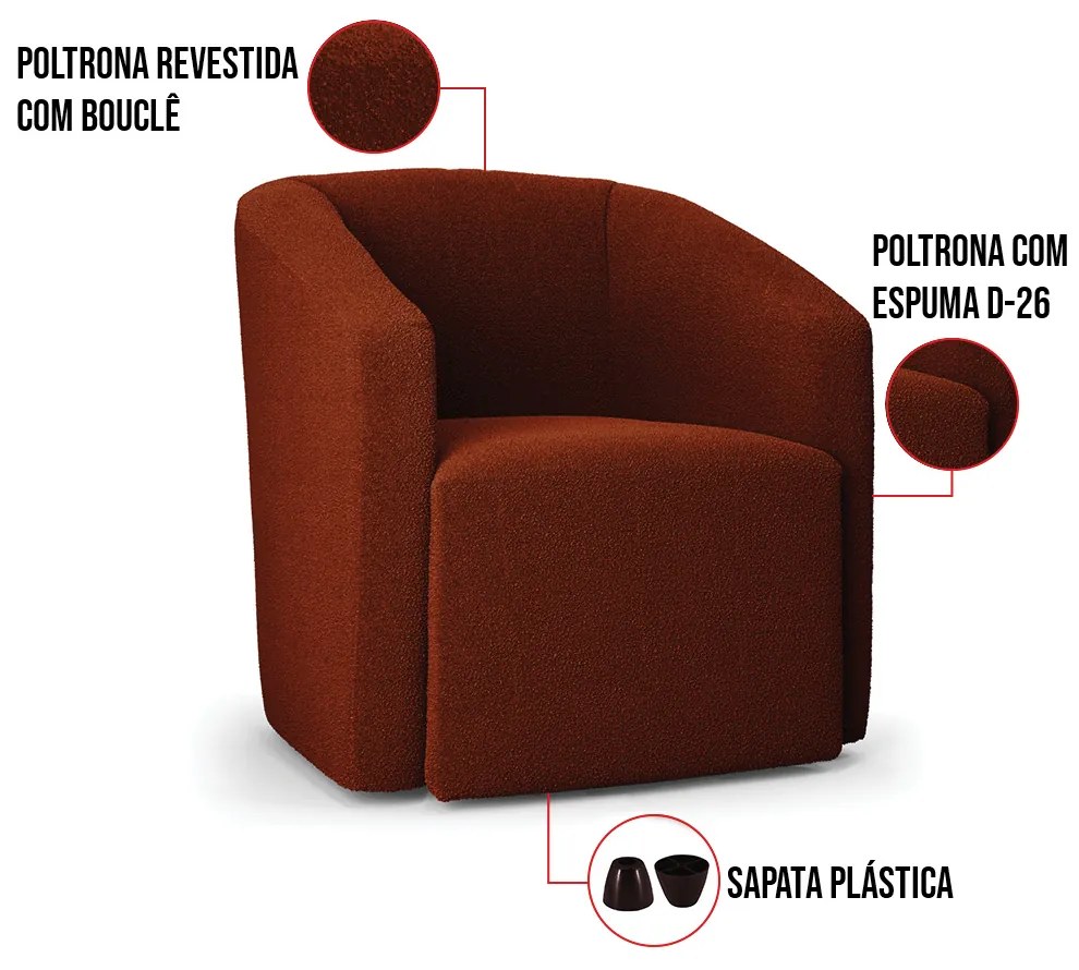 Poltrona Decorativa Orgânica Kit 2 Stella Max Bouclê Terracota D03 - D'Rossi