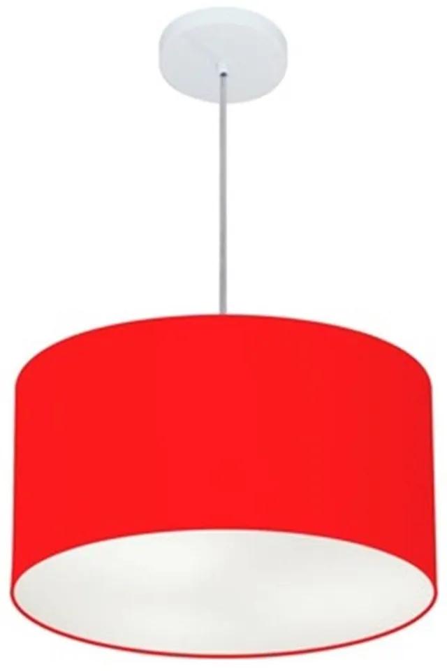 Lustre Pendente Cilíndrico Md-4099 Cúpula em Tecido 40x25cm Vermelho - Bivolt