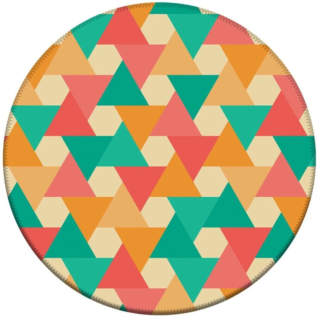 Tapete Love Decor Redondo Wevans Triângulos Multicolorido 94cm