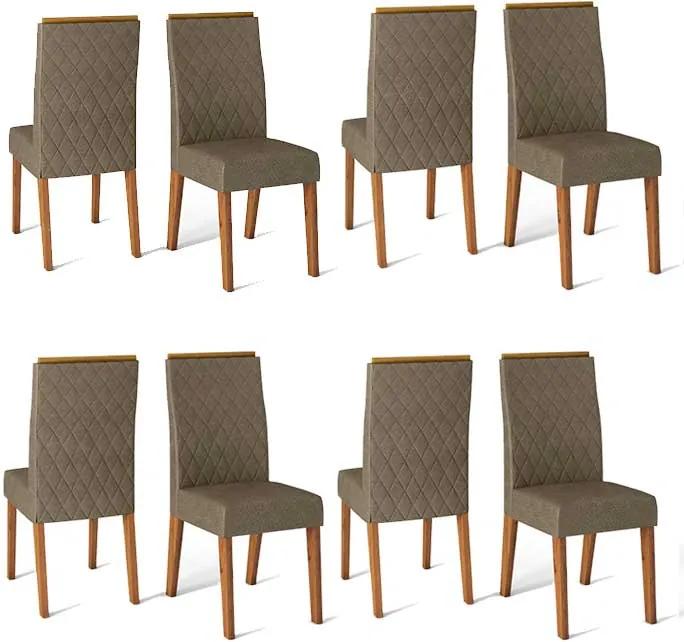 Conjunto 8 Cadeiras Cássia Rústico Terrara Tecido Pecan