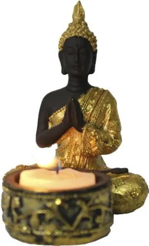 Porta Vela Buddha Oração em Resina (11cm)