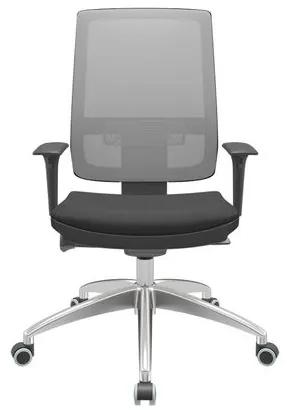Cadeira Office Brizza Tela Cinza Assento Aero Preto Autocompensador Base Aluminio 120cm - 63781 Sun House
