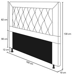 Cabeceira Cama Box Casal Queen 160cm Turmalina Veludo J02 Preto - Mpoz