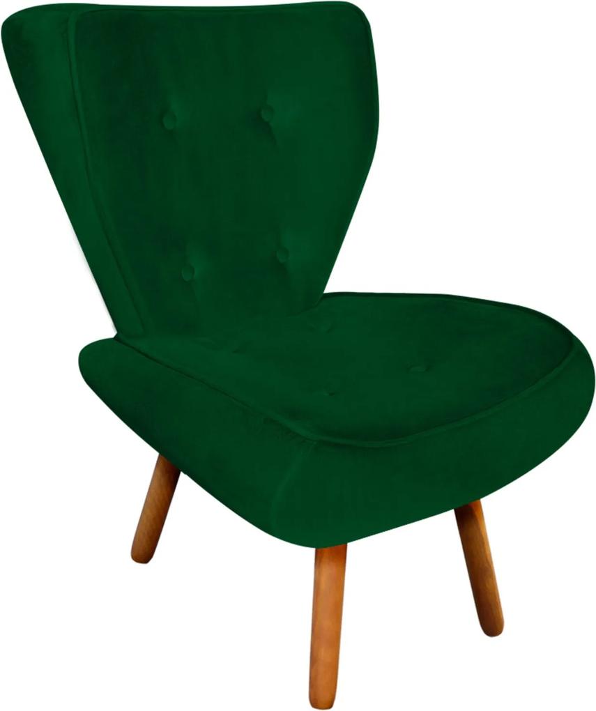 Poltrona Decorativa Tathy Suede Verde Pés Palito  - D'Rossi