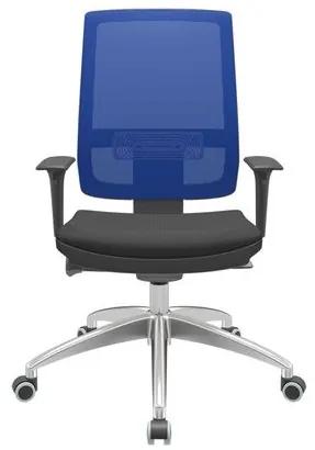 Cadeira Office Brizza Tela Azul Assento Aero Preto Autocompensador Base Aluminio 120cm - 63773 Sun House