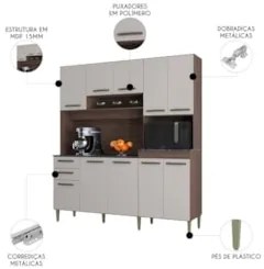 Armário de Cozinha Compacta 180cm Regina P11 Chocolate/Off White - Mpo