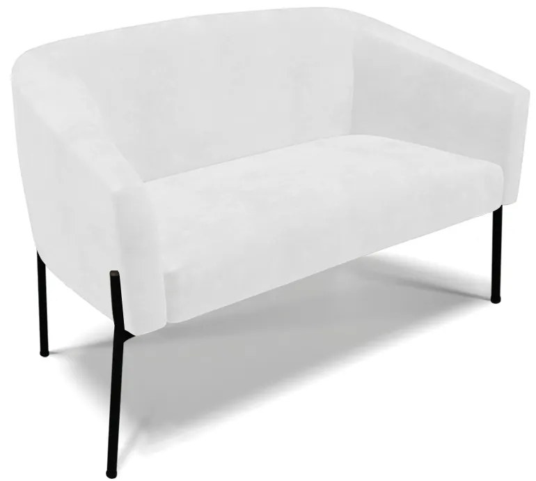 Sofá 2 Lugares Namoradeira Pé de Ferro Preto Stella Sintético PU D03 - D'Rossi - Branco