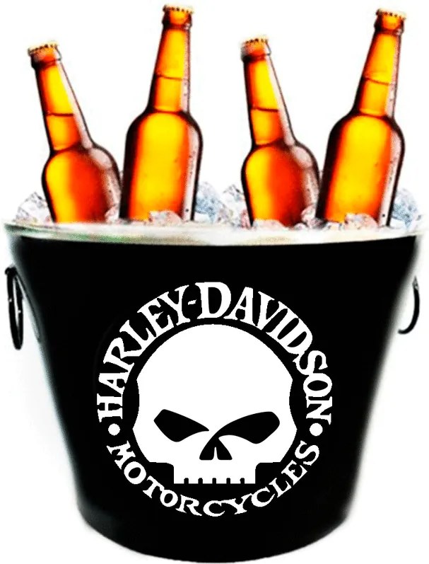 Balde de Cerveja Harley Davidson Caveira Preto