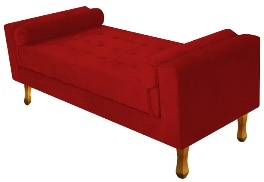 Recamier Félix Queen Size 160cm Suede Vermelho - ADJ Decor