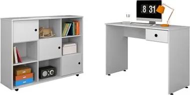 Mesa para Computador Escrivaninha Dubai e Nicho Multiuso Amã Branco - Mpozenato