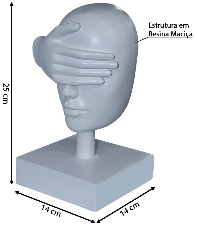Escultura Decorativa Mascara Rosto Cego Branco G07 - Gran Belo