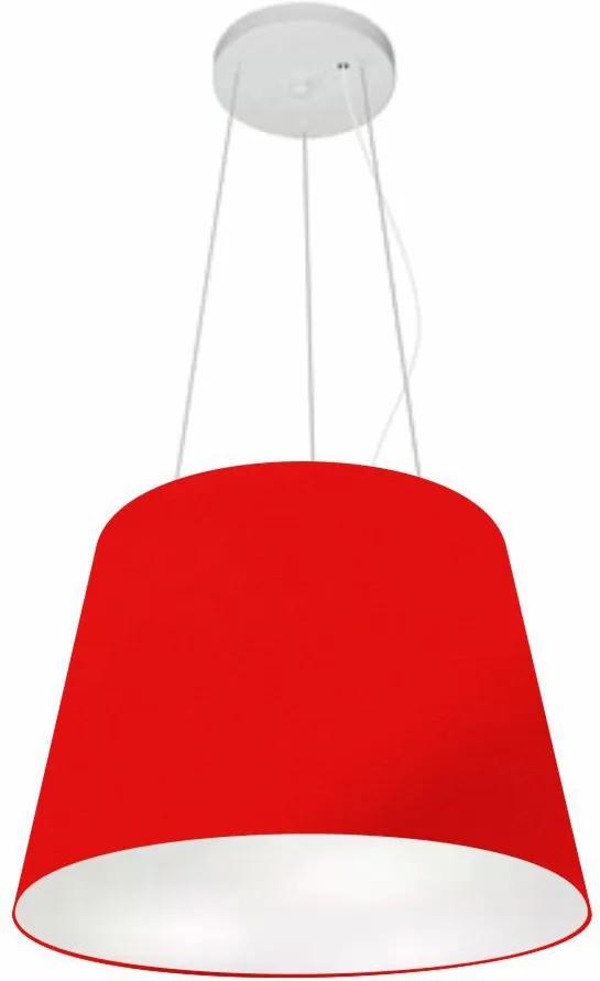 Lustre Pendente Cone Md-4152 Cúpula em Tecido 30/40x30cm Vermelho - Bivolt