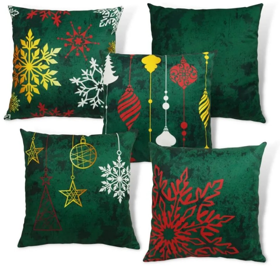 Capa de Almofada Natalina de Suede em Tons Verde 45x45cm