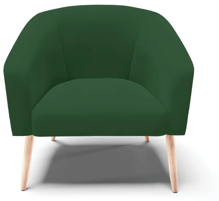 Poltrona Stella Veludo Verde Pés Palito Natural - D'Rossi