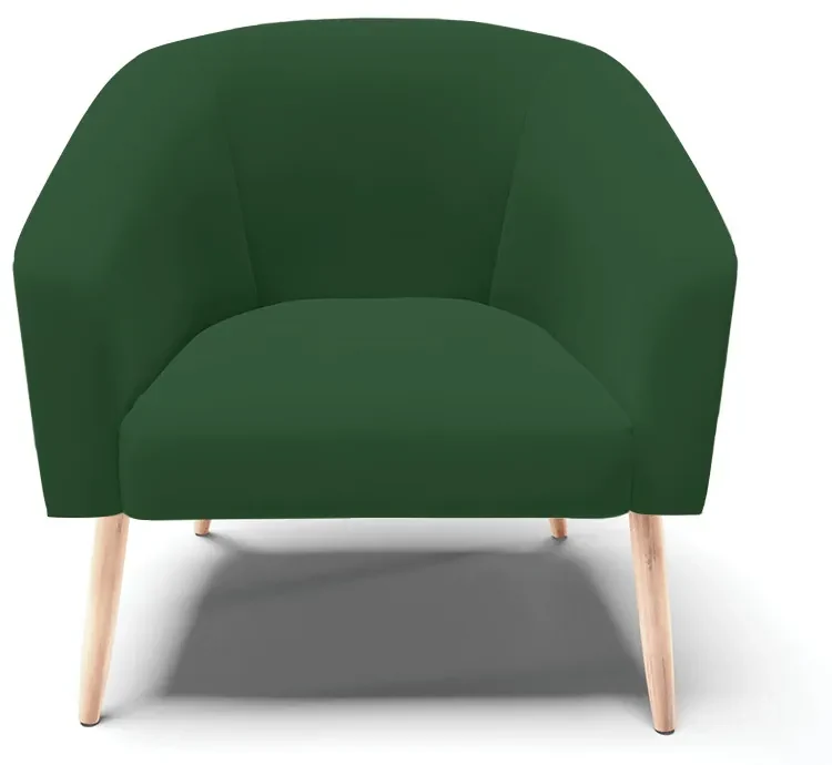 Poltrona Stella Veludo Verde Pés Palito Natural - D'Rossi