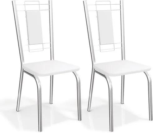 Kit com 2 Cadeiras para Copa, Cromada, Branco, Tidell III