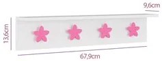 Cabideiro de Parede Infantil Ganchos Estrela Light Star P13 Branco/Pin