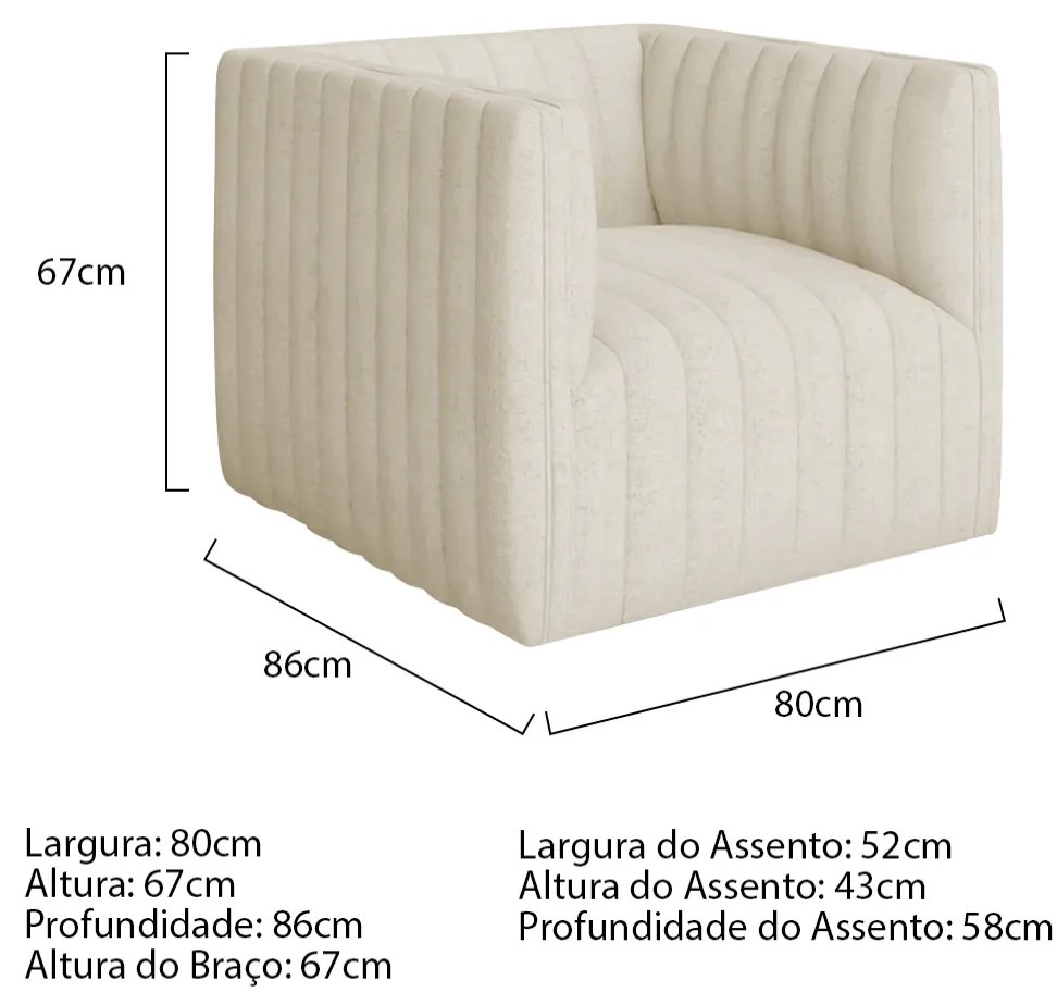 Poltrona Decorativa Sala de Estar Recepção Aurora Bouclé - ADJ Decor