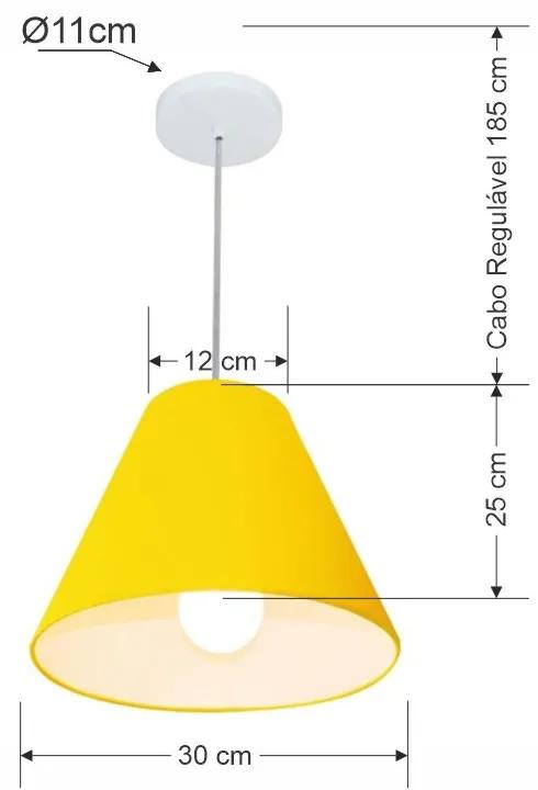 Lustre Pendente Cone Vivare Md-4028 Cúpula em Tecido 25/30x12cm - Bivolt - Amarelo - 110V/220V