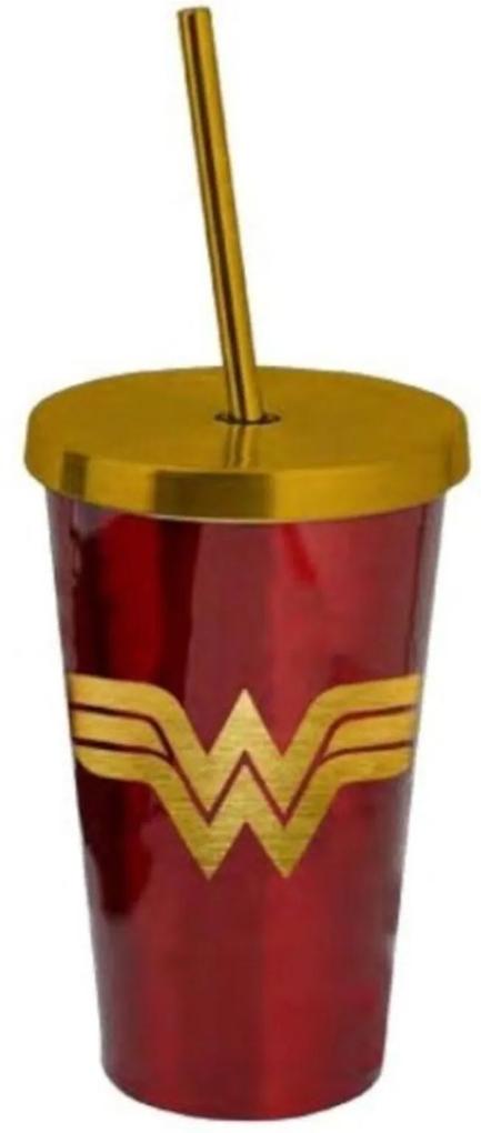 Copo Canudo Wonder Woman Shinny Logo Incolor
