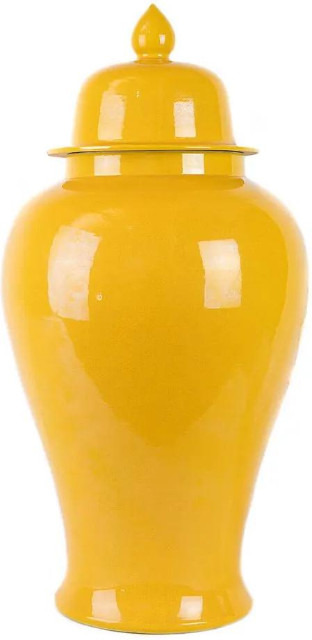 Potiche Porcelana Amarela Grande com Tampa D23cm x A46cm