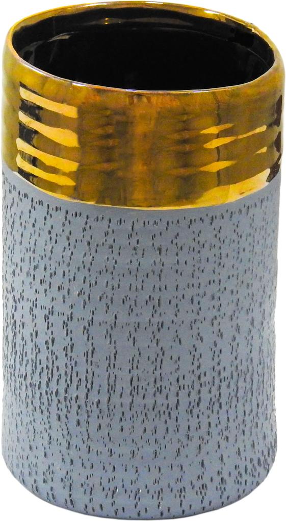 Vaso Decorativo em Cerâmica Pequeno Cinza - 18x11cm