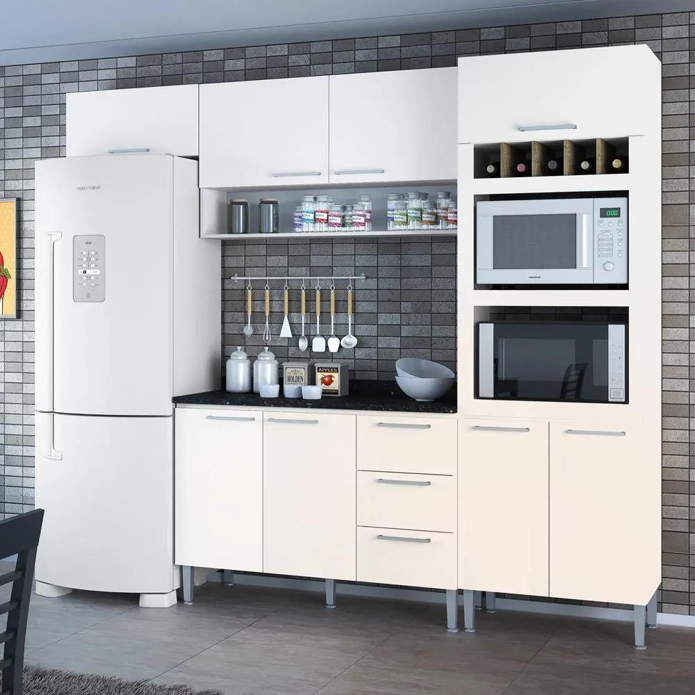 Cozinha Compacta 8 Portas 3 Gavetas Yasmin 0421t Branco - Genialflex