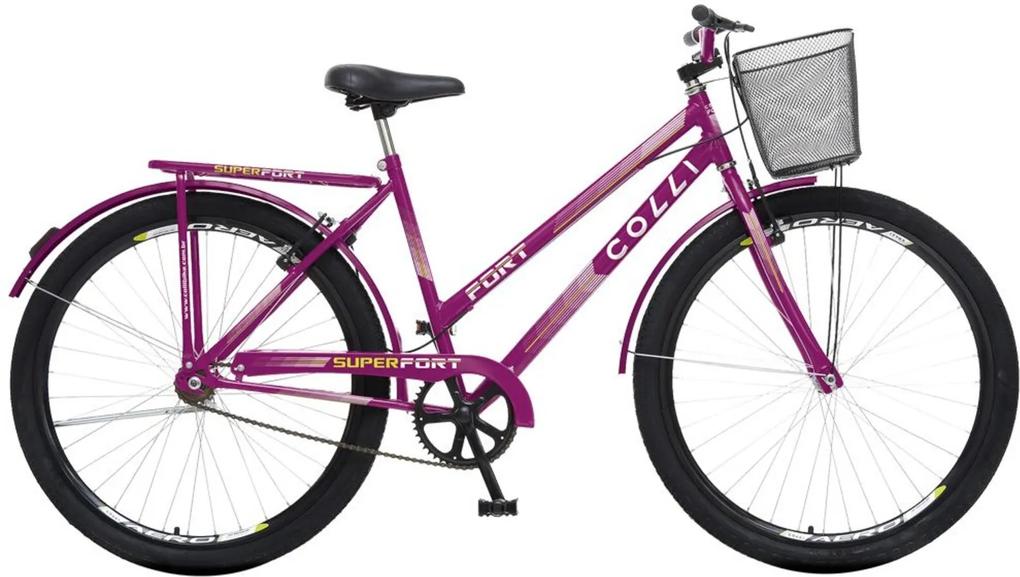 Bicicleta de Passeio Aro 26 Freio V-Brake Fort Quadro 19 Aço Violeta - Colli Bike