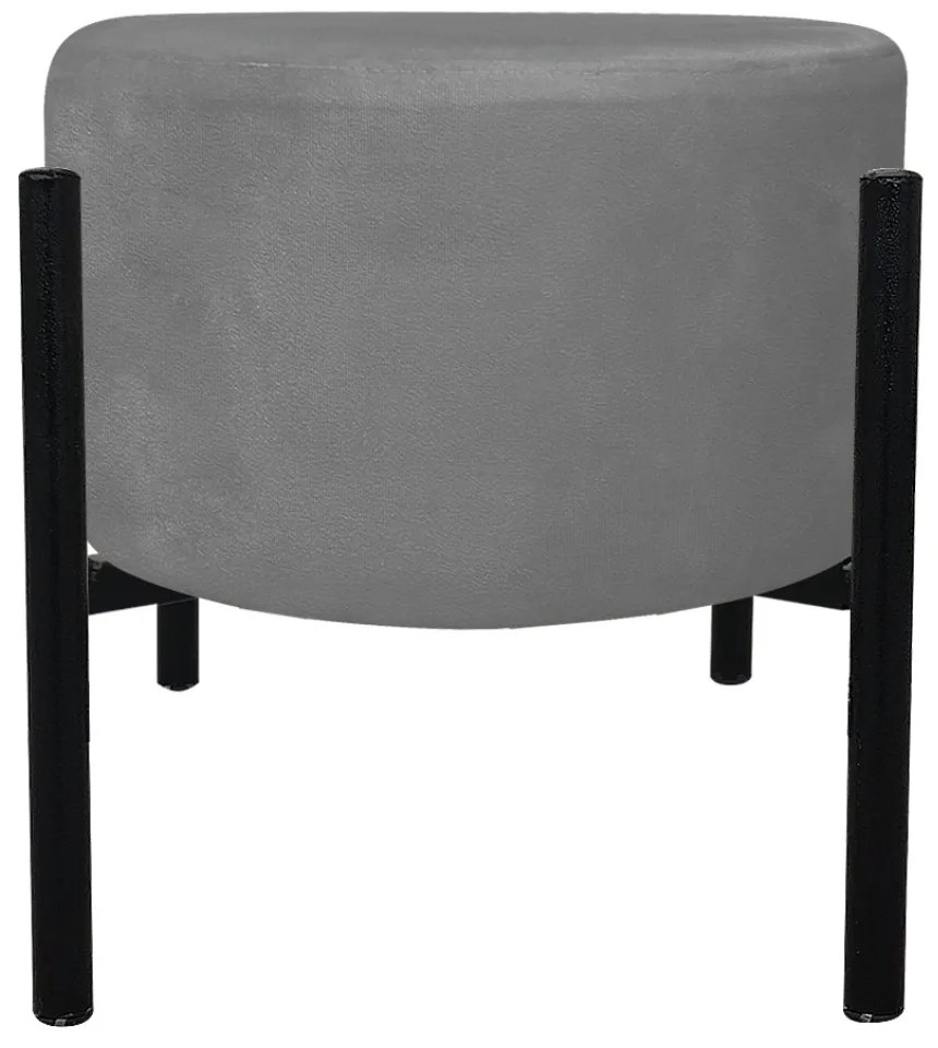 Puff Banqueta Decorativo Industrial Preto Kit 2 Iron Suede D03 - D'Rossi - Grafite