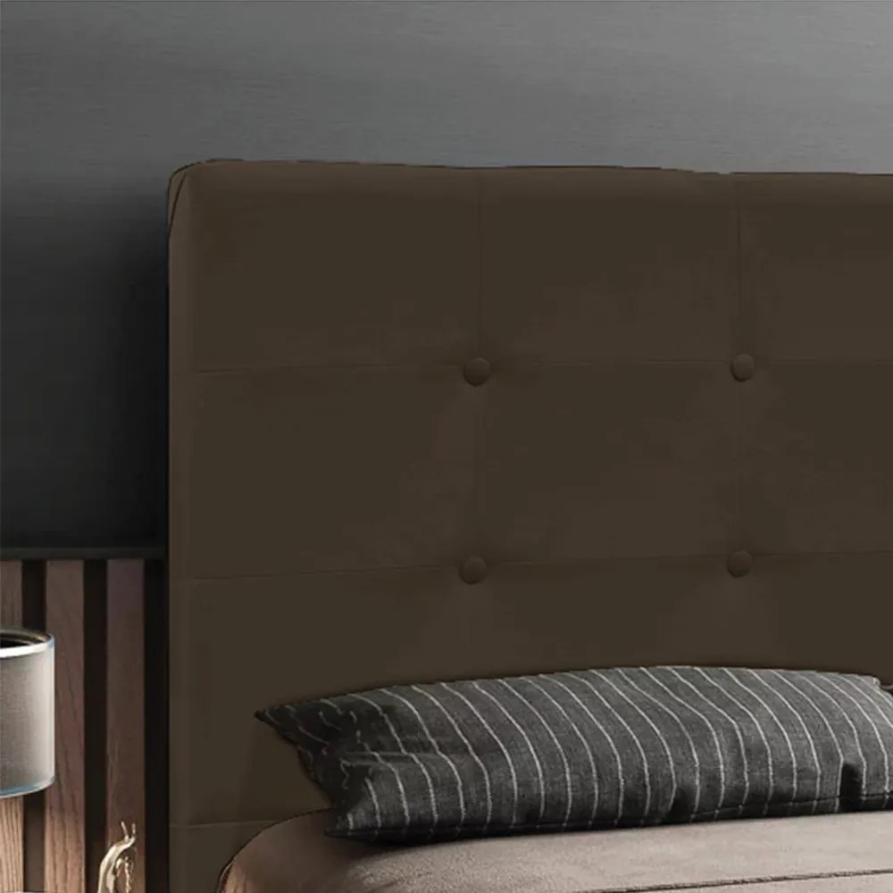 Cabeceira Luna Para Cama Box Solteiro 90 cm Suede - D'Rossi - Marrom