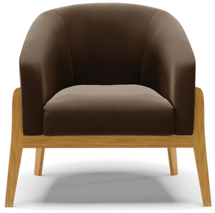 Poltrona Decorativa Base de Madeira kit 2 Stella Suede Marrom D03 - D'Rossi