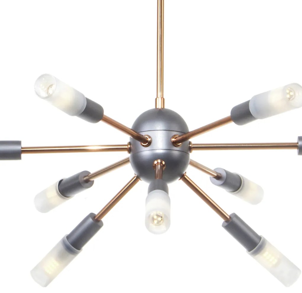 Pendente Flash 56X56X46Cm Sputnik Com Tubo Ponteira Acrílico Metal Alu... (MARSALA)