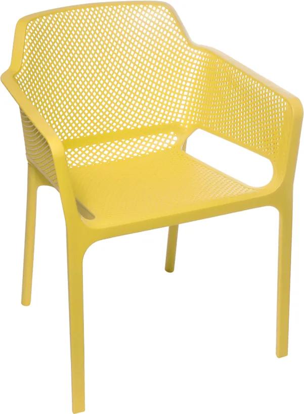 Cadeira Vega Beta em Polipropileno C/ Braço Amarelo