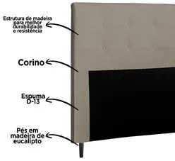 Cabeceira Cama Box Casal Queen 160cm Luna I02 Sintético Bege - Mpozena