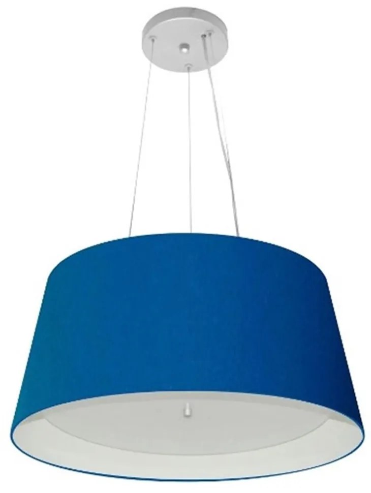 Lustre Pendente Cone Md-4144 Cúpula em Tecido 25x50x40cm Azul Marinho / Branco - Bivolt