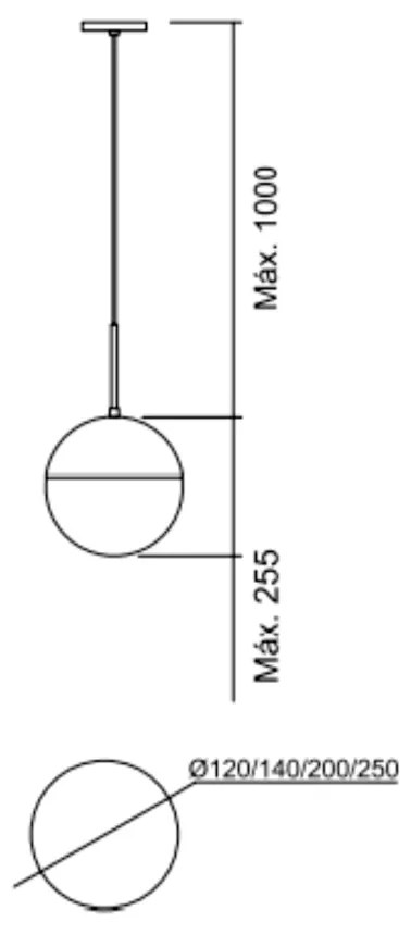 Pendente Pool Ø14X17,5X100Cm Globo Ø14 1Xe27 - Usina 16630/14 (CB-V - Cobre Escovado Verniz, Cristal (Transparente))