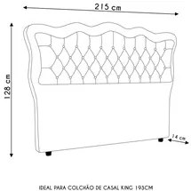 Cabeceira Casal King Cama Box 195cm Oregon I02 Bouclê Cinza - Mpozenat