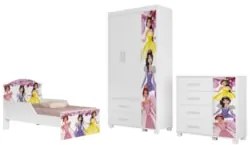 Quarto Infantil 3 Peças Com Mini Cama Princesa Rosa Z53 - Mpozenat