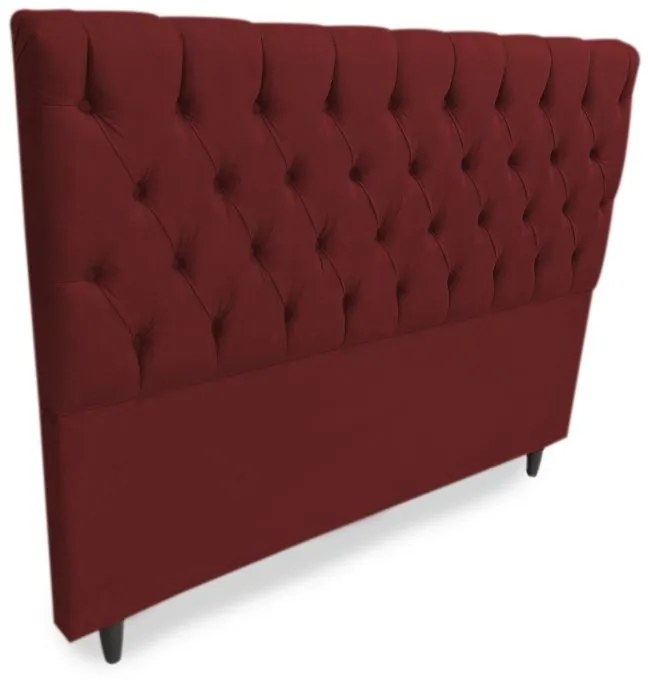 Cabeceira com Calçadeira Baú Queen 160cm Nicole Suede Bordô - Sheep Estofados - Vermelho escuro