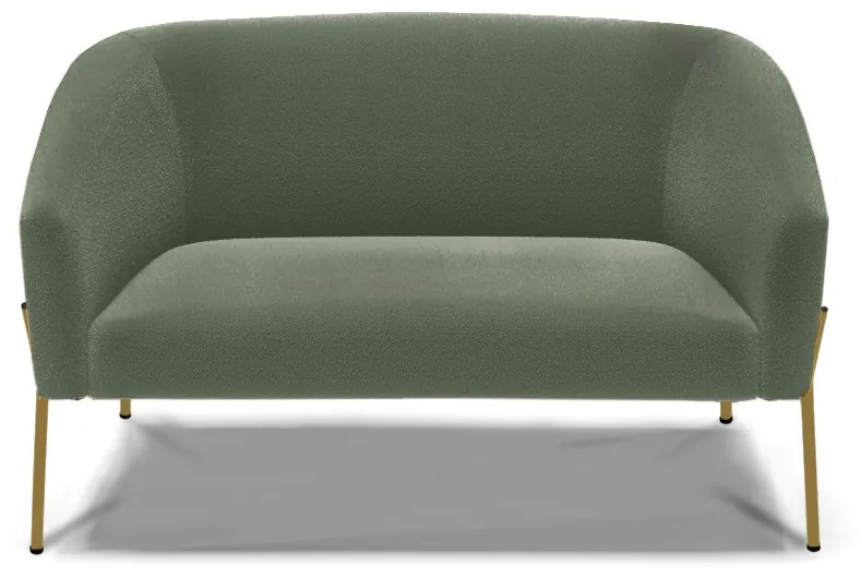 Sofá 2 Lugares Namoradeira Pé de Ferro Dourado Stella Bouclê D03 - D'Rossi - Verde Pistache