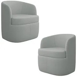 Kit 2 Poltronas Giratória Decorativa para Sala Dandara K04 Bouclê Cinz